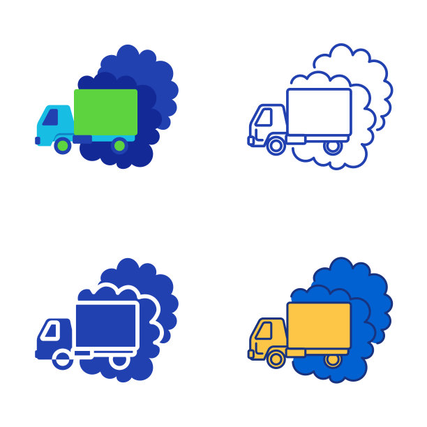 空气污染图标设置在平面和线条风格图片下载