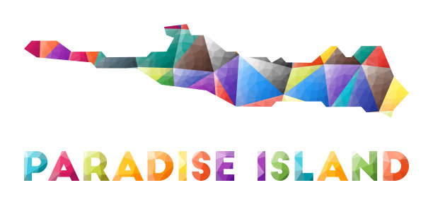天堂岛-色彩斑斓的低聚岛屿形状。图片下载