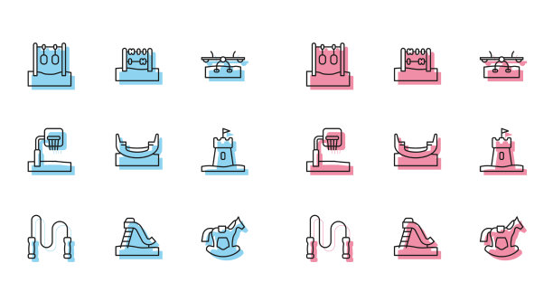 设线跳绳，儿童滑梯，体操吊环图片下载