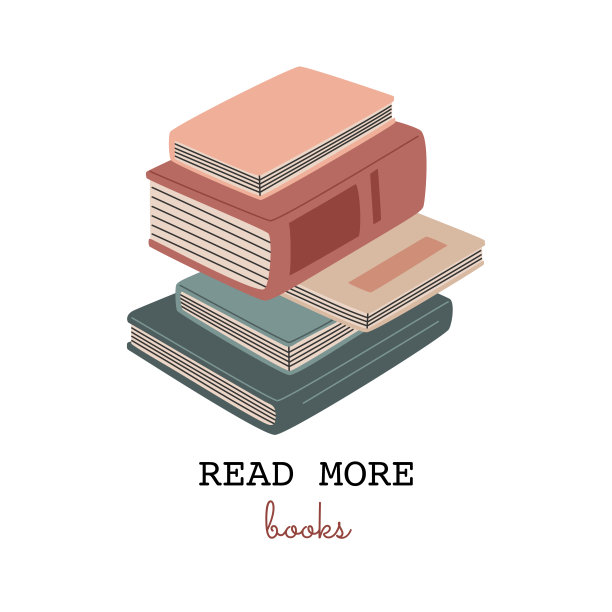 堆叠的复古彩色书籍在卡通风格和字母REED更多的书图片下载