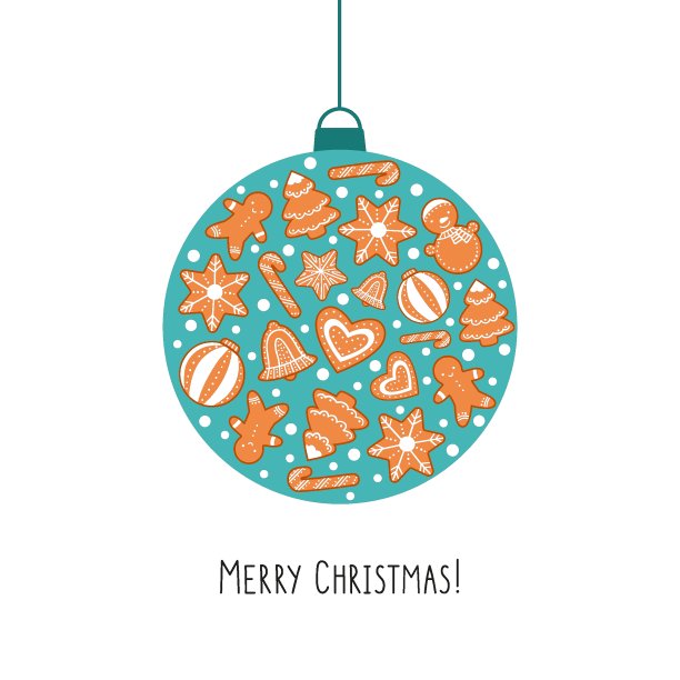 用姜饼曲奇装饰的有趣的圣诞树玩具图片下载