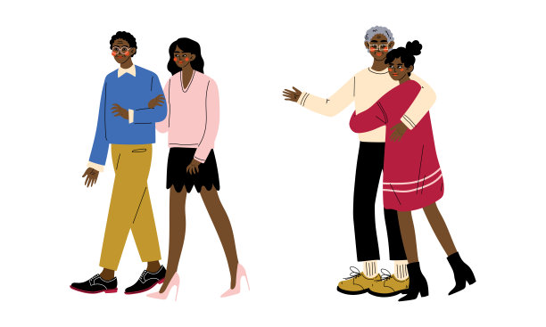 父母拥抱他们的成年女儿表达积极的情感向量插图集图片下载