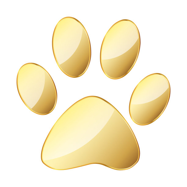 足迹图标。黄金矢量插图。黄金动物足迹图片下载
