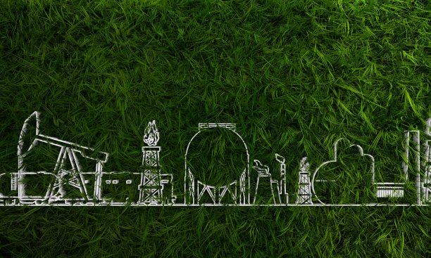 能量和力量图标与绿色的草设置图片下载