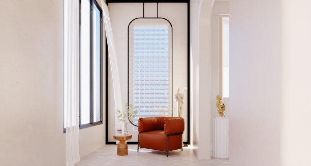 走廊里,白色的墙壁。图片下载