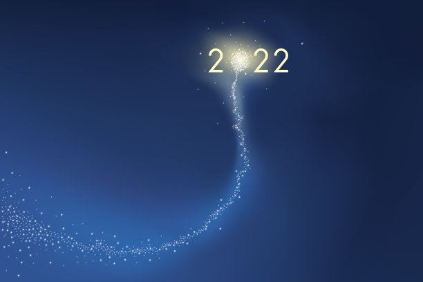 2022年的贺卡上有一颗流星照耀着庆祝新年。图片下载