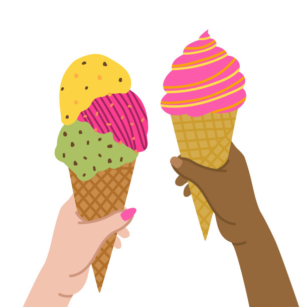手拿着放在华夫饼筒里的冰淇淋。图片下载