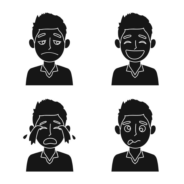 孤立对象的脸和男孩符号集图片下载