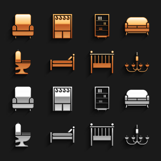 设置床，沙发，吊灯，婴儿床，摇篮床图片下载