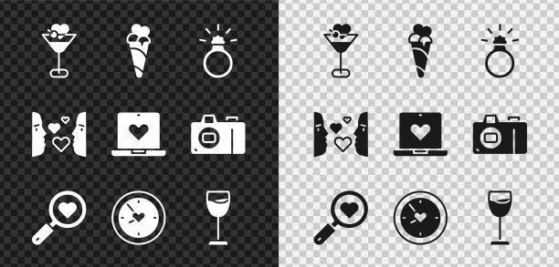 设置马提尼玻璃冰淇淋华夫饼锥形钻石图片下载