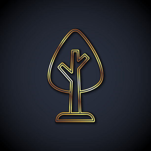 金线树图标孤立在黑色背景图片下载