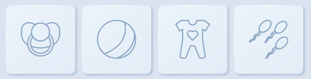 设置线婴儿奶嘴，衣服，沙滩球图片下载