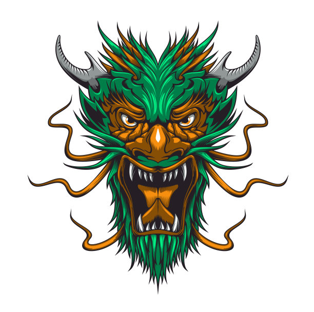 卡通亚洲龙怪兽的吉祥物头图片下载