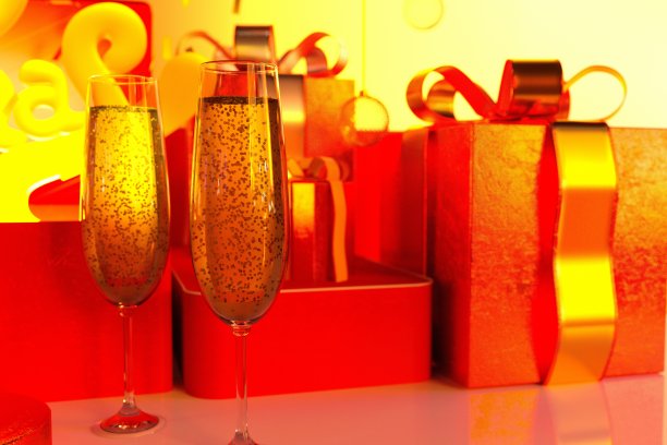 以香槟作为圣诞背景图片下载