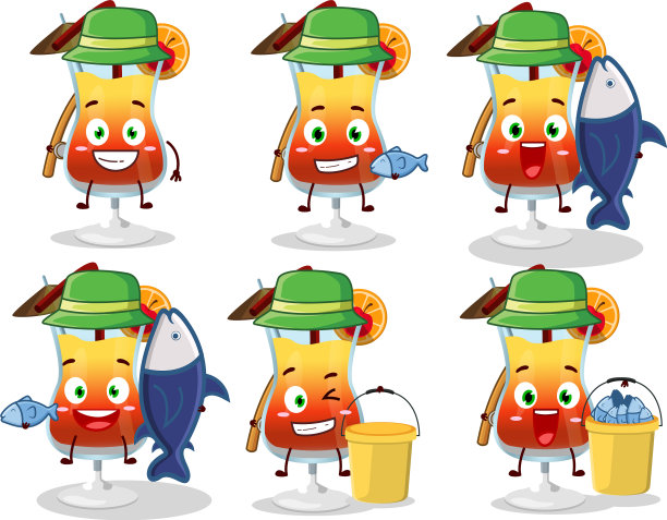 一个渔夫龙舌兰日出卡通图片捕捉图片下载