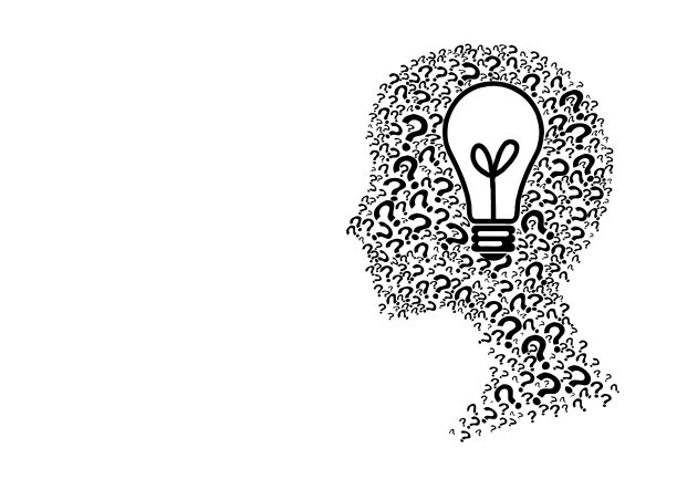 用一个问号和一个灯泡画一个人的侧面图图片下载