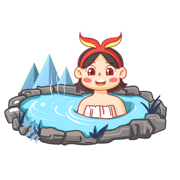 冬天雪天立冬节气可爱小姑娘温泉洗澡图片下载