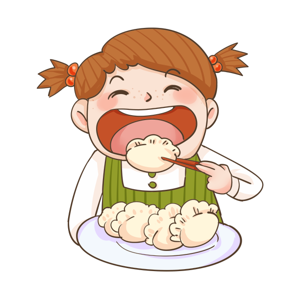 绿色女生立冬大雪冬天春节饺子插画图片下载
