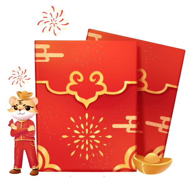2022春节新年卡通老虎红包素材图片下载