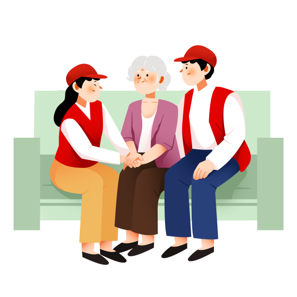 关爱老人志愿者们对老人帮助和陪伴图片下载
