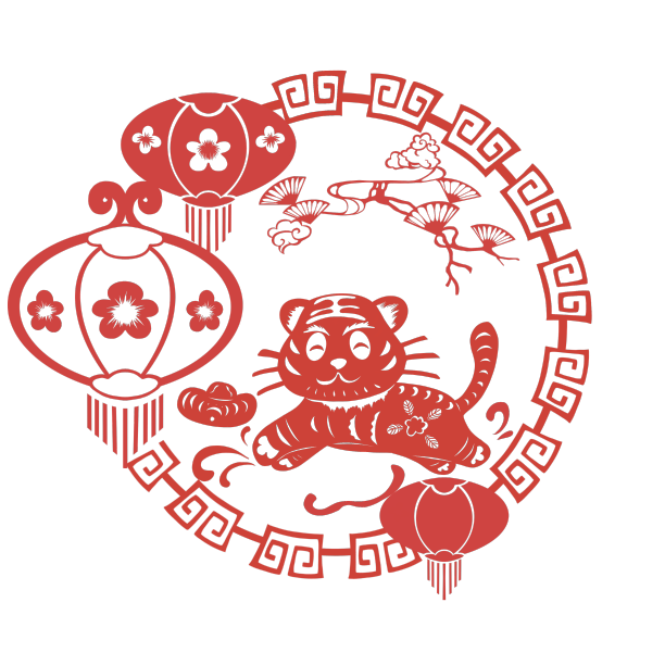 剪纸虎年新年剪纸窗花剪影图片下载