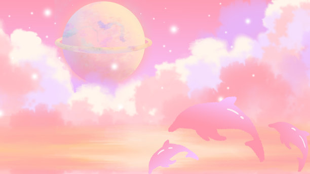 唯美远景星空鲸鱼小清新肌理插画图片下载