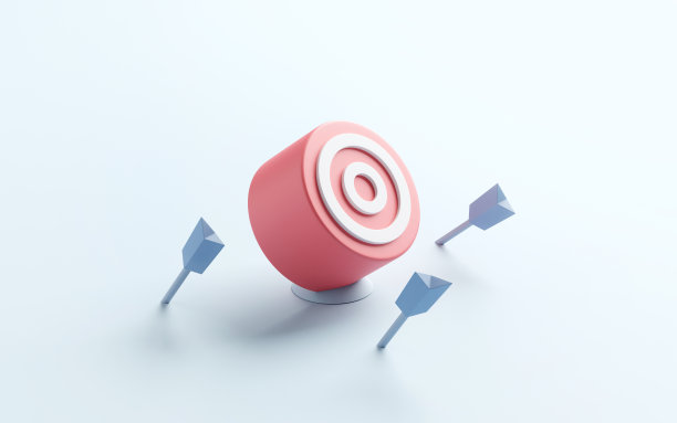 蓝色箭头没有击中蓝色背景上的目标。多次不准确的射箭尝试失败。图片下载