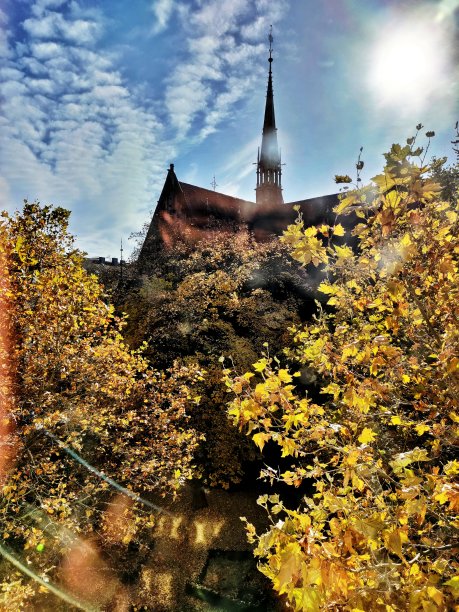 德国萨尔布吕肯秋天的街景图片下载