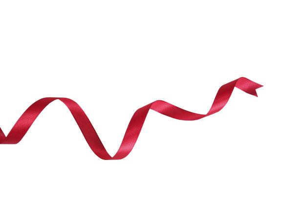 红色缎带孤立在白色。节日卷曲装饰，圣诞礼物装饰。喜庆新年元素。图片下载