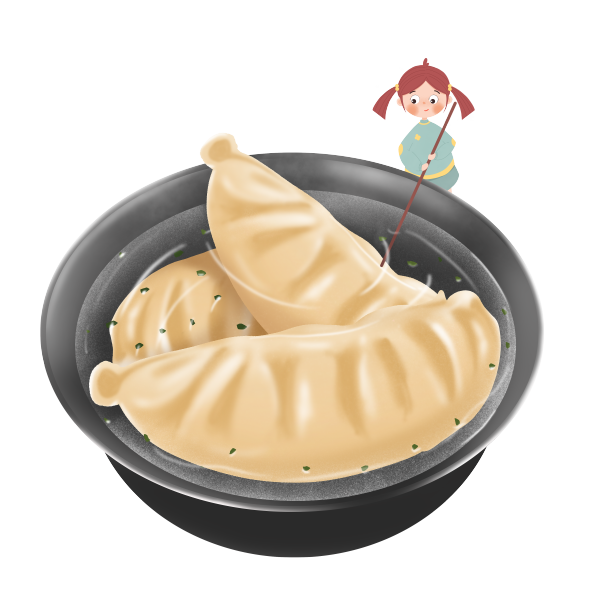 手绘小人立冬大雪冬天春节饺子图片下载