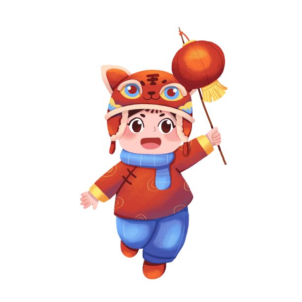 喜庆中国风新年福娃开心放灯笼图片下载