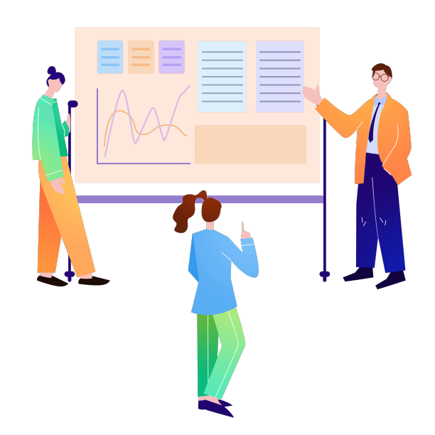 矢量扁平团队合作数据会议插画图片下载