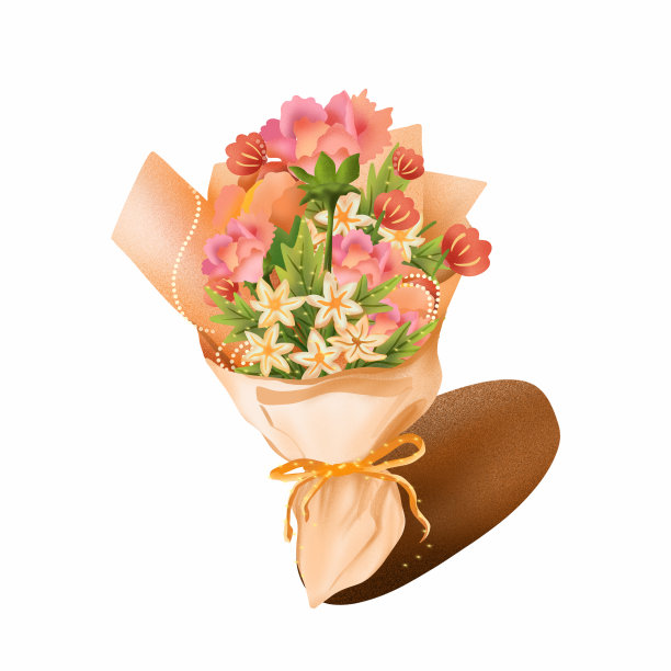 原创元素康乃馨小百花花束元素图片下载