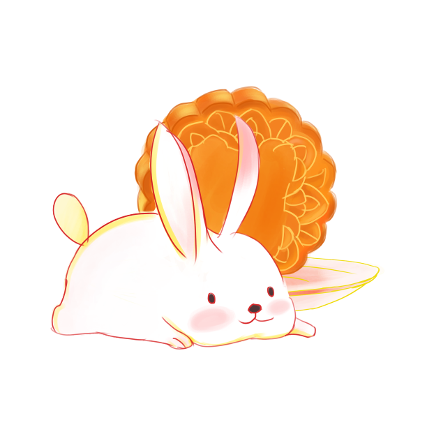 卡通可爱兔子和月饼中秋节元素图片下载