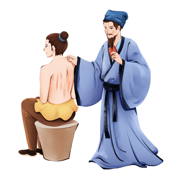 古代中医给病人刮痧PNG素材图片下载