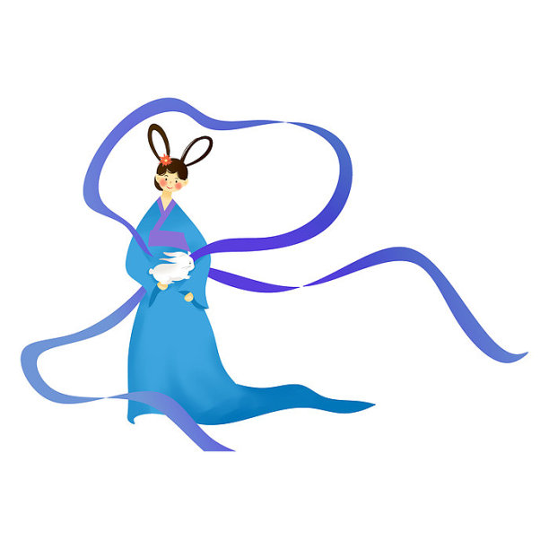 手绘卡通中秋节嫦娥设计元素图片下载