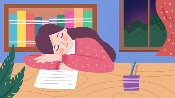 教师节老师趴在桌子休息插画图片下载