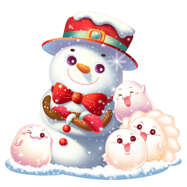 卡通立冬冬天元宵饺子雪人素材图片