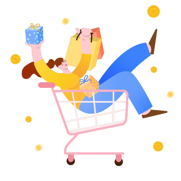 扁平清新女性购物促销插画图片下载