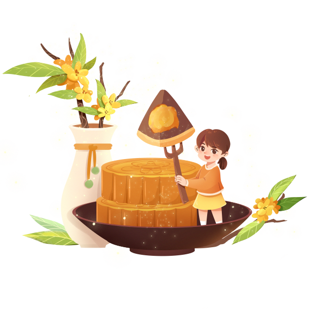 中秋节中秋女孩吃月饼素材图片下载