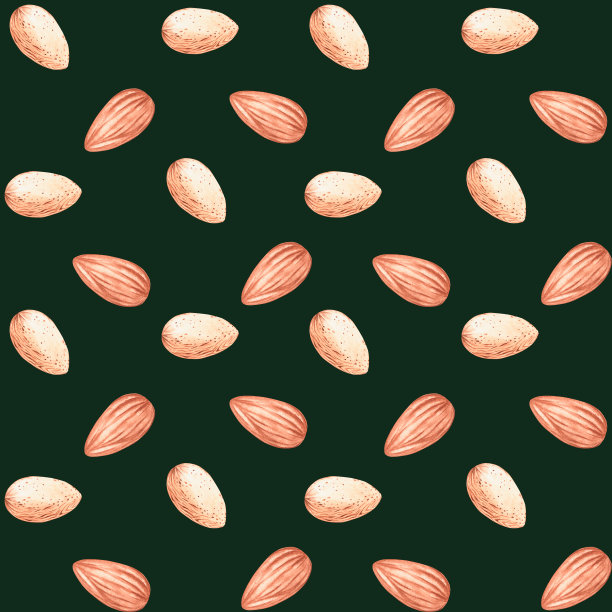 无缝模式。杏仁。水彩的插图。为你的设计。图片下载