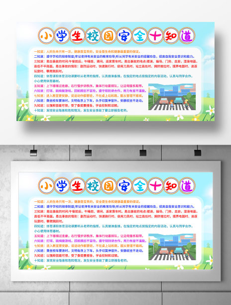 校园安全教育十知道宣传展板图片下载