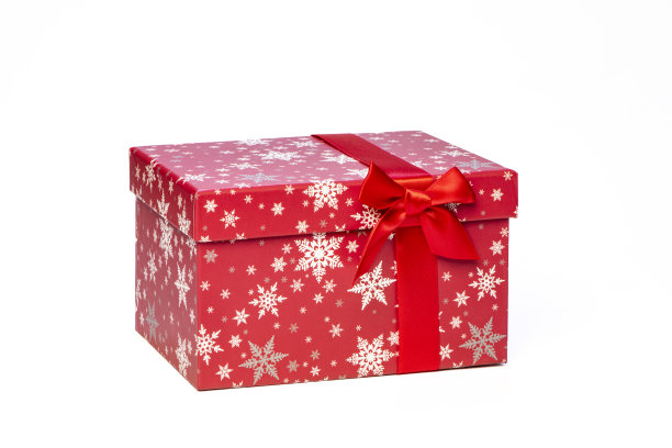 一个带蝴蝶结的红色礼品盒图片下载