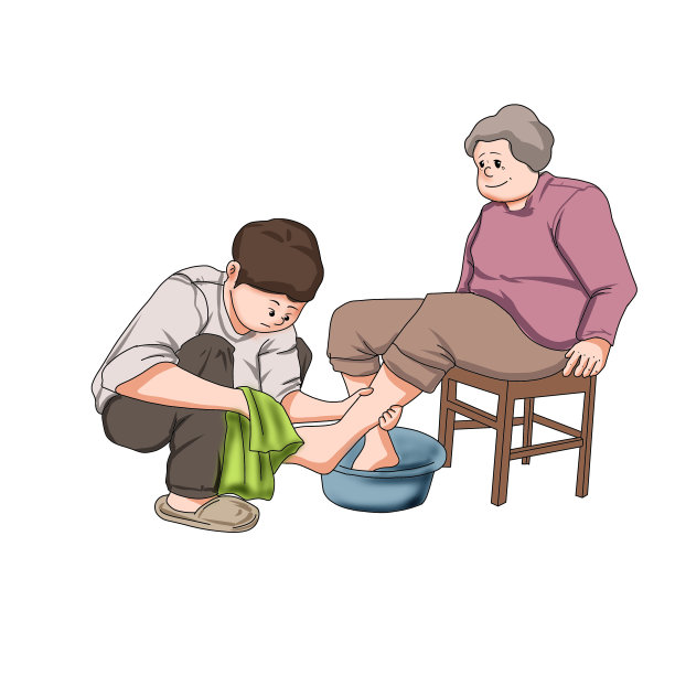 关爱老人给老人洗脚元素图片下载