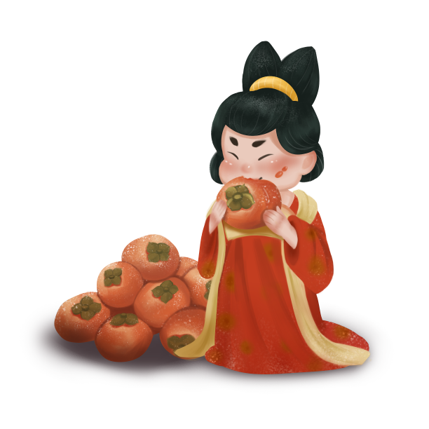 霜降橘色可爱贵妃吃柿子图片下载