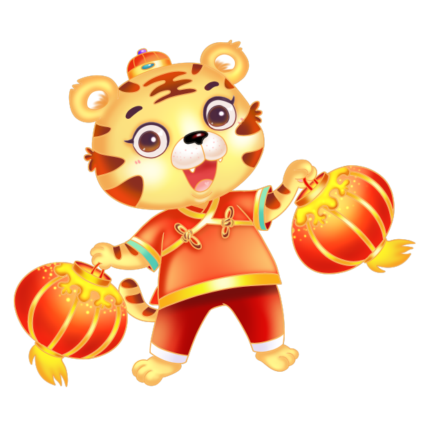 卡通新年老虎虎年红灯笼图片下载