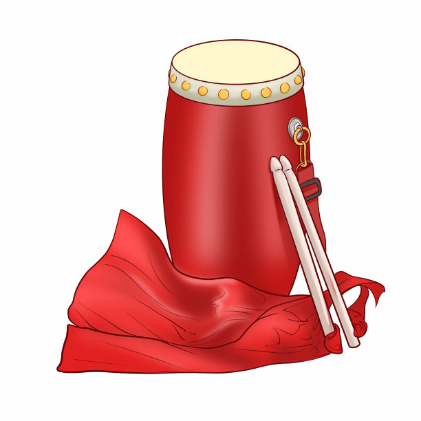 新年红色腰鼓鼓槌素材图片下载