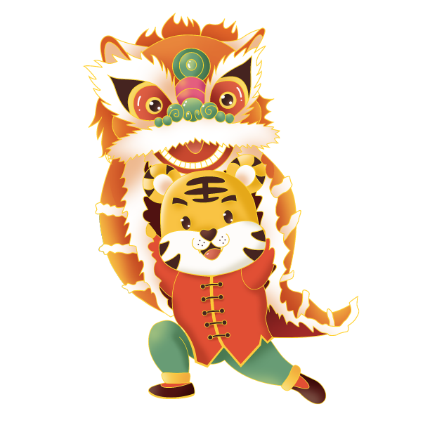 国潮可爱卡通老虎舞狮图片下载