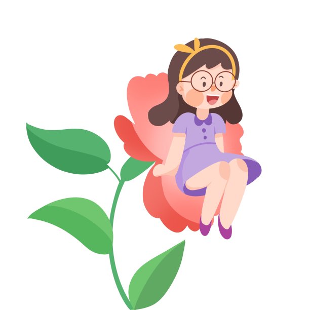 唯美小女孩坐在花朵上图片下载