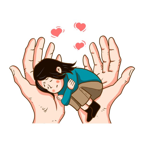 关爱儿童捧手元素插画图片下载